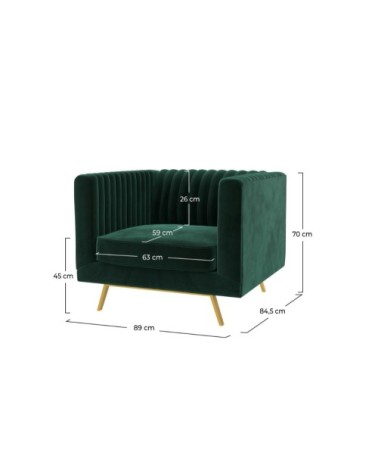 Fauteuil en velours vert foncé