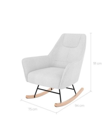 Rocking-chair blanc effet laine bouclette en tissu