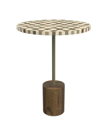 Table d'appoint ronde en bois de manguier et résine  D45 cm