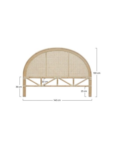 Tête de lit 140 cm en rotin naturel