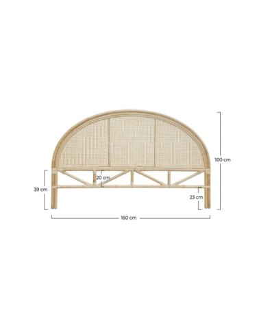 Tête de lit 160 cm en rotin naturel