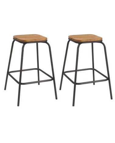 Tabouret de bar mi-hauteur 65 cm en bois (lot de 2)