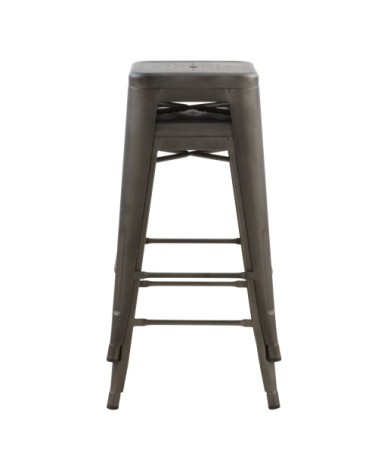 Tabouret de bar mi-hauteur 66 cm en métal gris mat (x2)