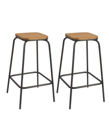 Tabouret de bar 75 cm en bois (lot de 2)