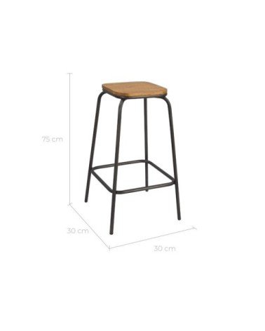 Tabouret de bar 75 cm en bois (lot de 2)