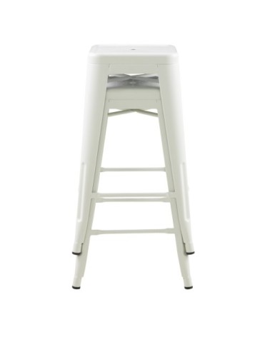 Tabouret de bar mi-hauteur 66 cm en métal blanc mat (x2)