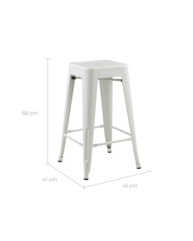 Tabouret de bar mi-hauteur 66 cm en métal blanc mat (x2)