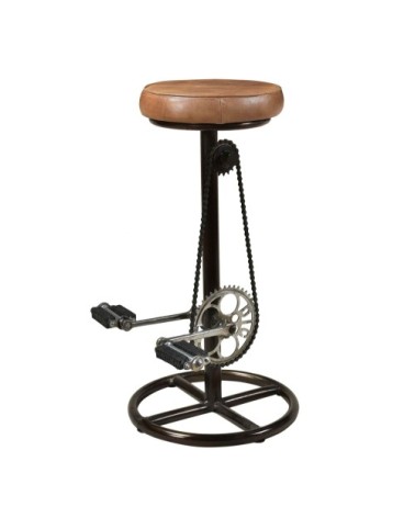 Tabouret de bar 73 cm en cuir marron