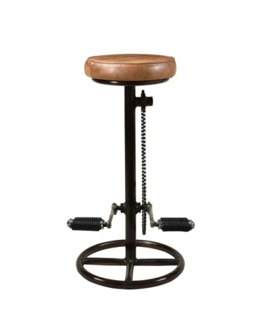 Tabouret de bar 73 cm en cuir marron