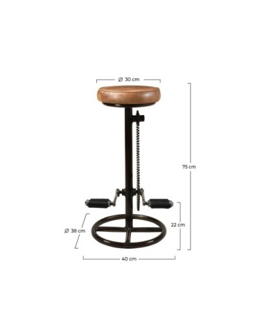 Tabouret de bar 73 cm en cuir marron