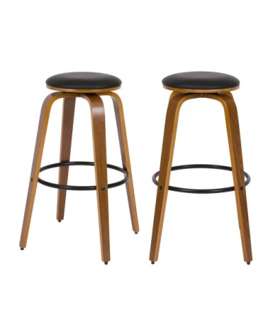 Tabouret de bar 78 cm en cuir synthétique noir (lot de 2)