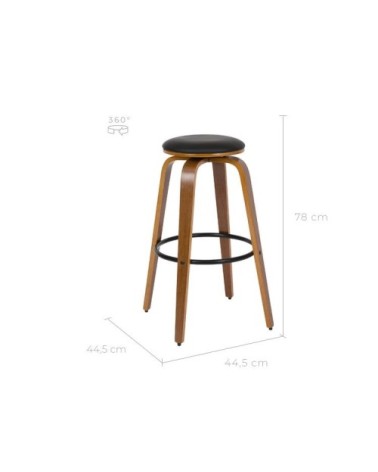 Tabouret de bar 78 cm en cuir synthétique noir (lot de 2)