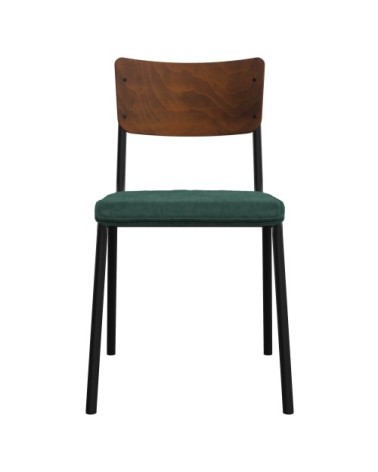 Chaise en bois foncé et velours vert (lot de 2)
