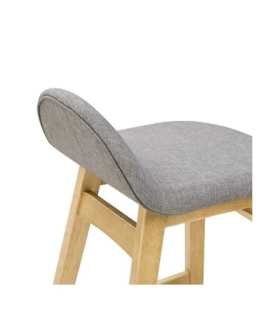 Tabouret de bar mi-hauteur 64 cm en tissu gris (lot de 2)