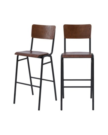 Chaise de bar 75 cm en bois (lot de 2)