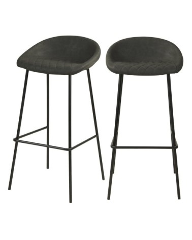 Chaise de bar 75cm en PU gris foncé (lot de 2)