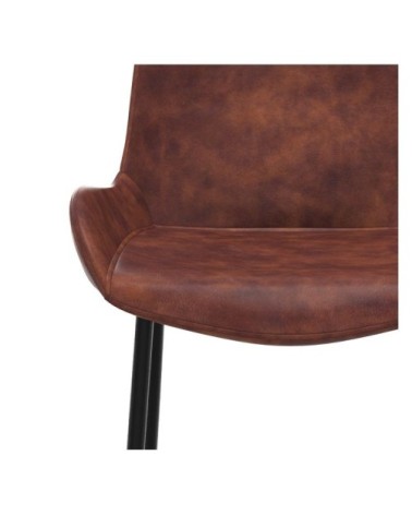 Chaise de bar mi-hauteur cuir synthétique marron 65cm (x2)