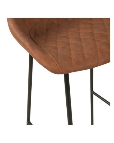 Chaise de bar 75 cm en simili cuir camel (lot de 2)