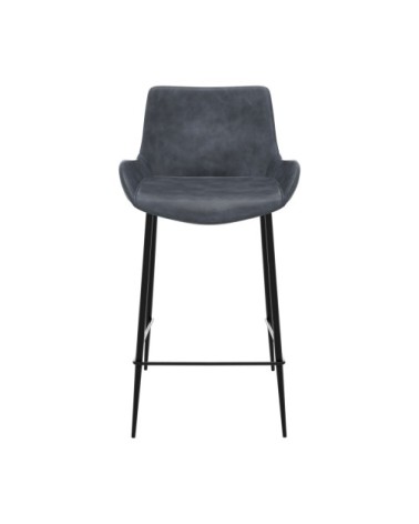 Chaise de bar mi-hauteur cuir synthétique gris foncé 65cm (x2)