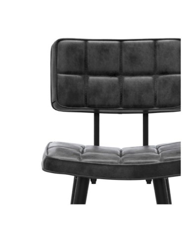 Chaise de bar mi-hauteur 65 cm capitonnée gris/noir (x2)