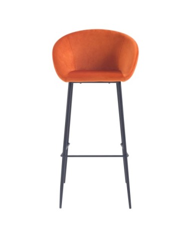 Chaise de bar 75 cm en velours orange (lot de 2)
