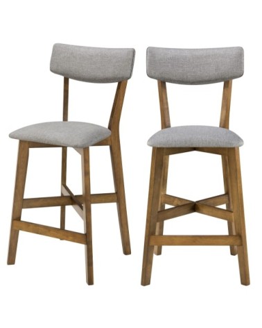 Chaise de bar mi-hauteur 68 cm tissu gris foncé (lot de 2)