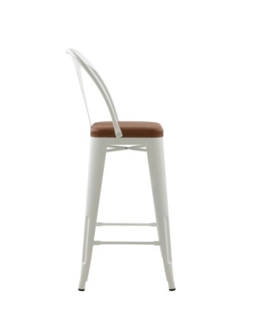 Chaise de bar mi-hauteur blanche et marron 66 cm (lot de 2)