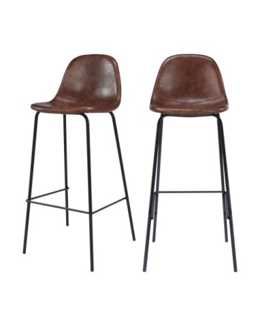 Chaise de bar 75 cm en cuir synthétique marron (lot de 2)