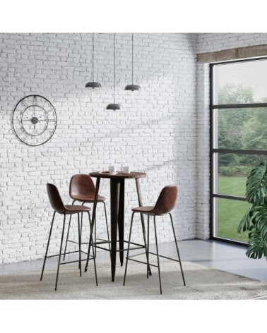 Chaise de bar 75 cm en cuir synthétique marron (lot de 2)