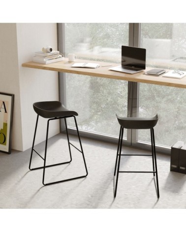Chaise de bar noire H76cm (lot de 2)