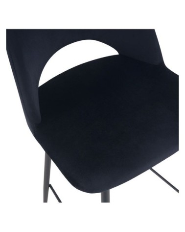 Chaise de bar mi-hauteur 65 cm en velours noir (lot de 2)