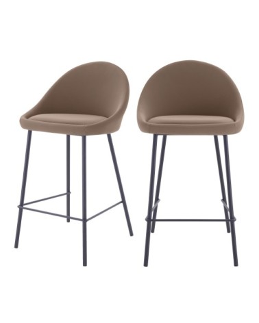 Chaise de bar mi-hauteur 65 cm cuir synthétique marron (x2)