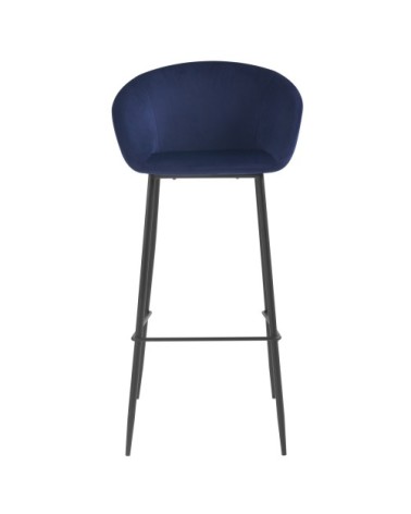 Chaise de bar 75 cm en velours bleu (lot de 2)