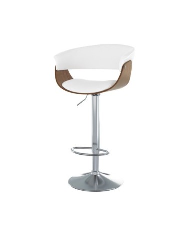 Chaise de bar réglable 59/81 cm en cuir synthétique blanc