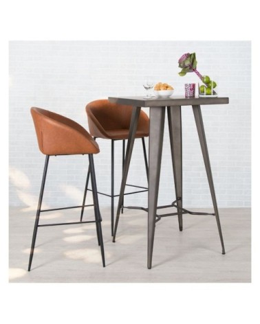 Chaise de bar 75 cm en cuir synthétique marron (lot de 2)
