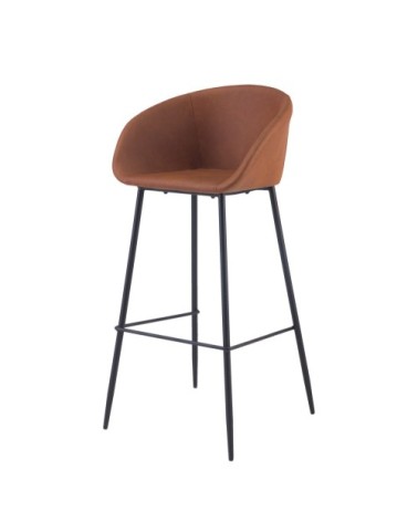 Chaise de bar 75 cm en cuir synthétique marron (lot de 2)