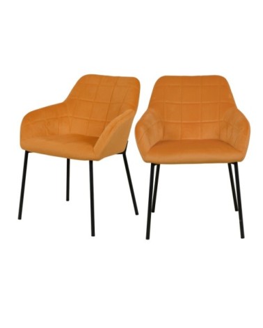 Chaise en velours jaune (lot de 2)