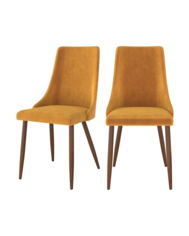 Chaise en velours jaune moutarde (lot de 2)