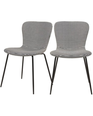 Chaise à motifs pied-de-poule et pieds en métal (lot de 2)