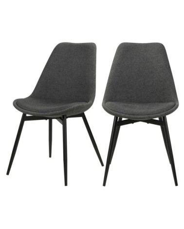 Chaise en tissu gris foncé chiné et pieds en métal (x2)