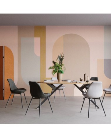 Chaise en tissu gris foncé chiné et pieds en métal (x2)