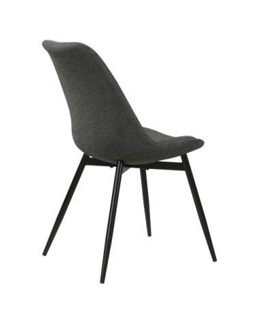 Chaise en tissu gris foncé chiné et pieds en métal (x2)