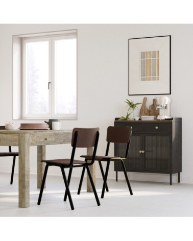 Chaise écolier empilable en bois foncé (lot de 2)