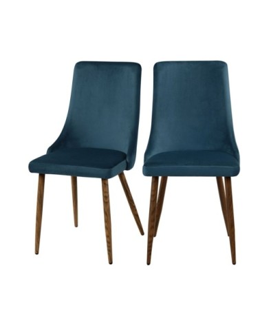 Chaise en velours bleu (lot de 2)
