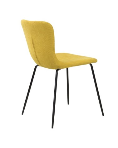 Chaise en velours côtelé jaune et pieds en métal (lot de 2)