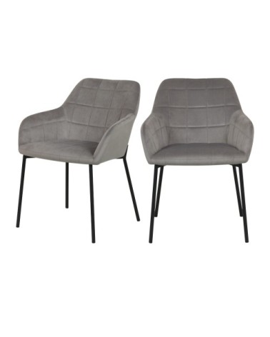 Chaise en velours gris (lot de 2)