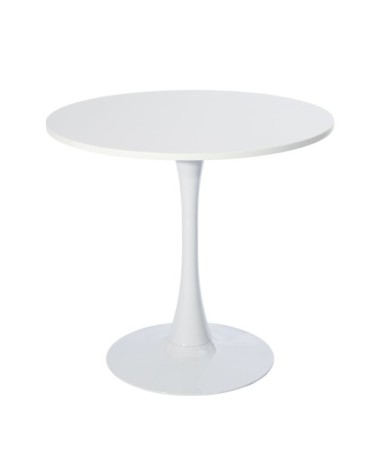 Table ronde à manger 4 personnes blanche style industriel