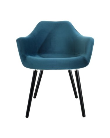 Chaise en velours bleu canard