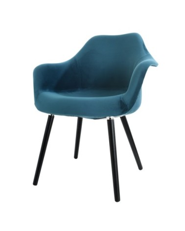Chaise en velours bleu canard