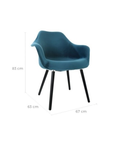 Chaise en velours bleu canard